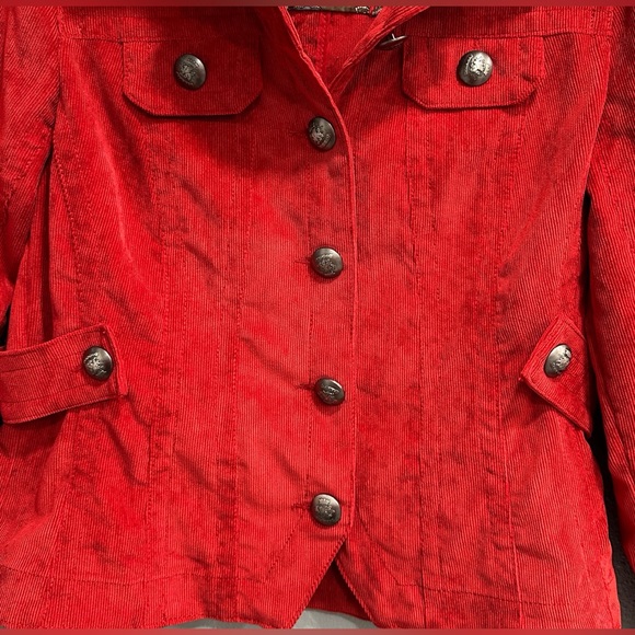 LAL Live a Little | Women’s Red Corduroy Blazer Classic Boho Style, Size PM - Picture 4 of 16